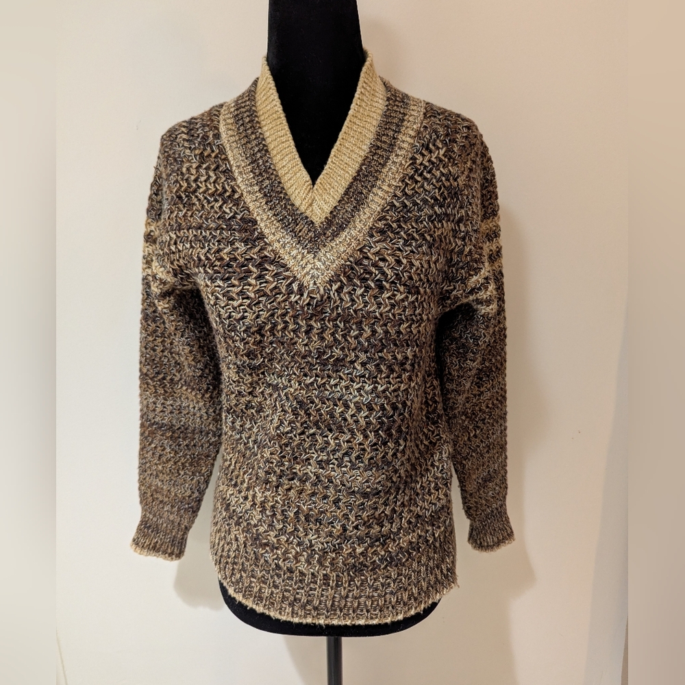 Vintage 1970s Womens Chego International Brown 100% Acrylic Sweater Pullover